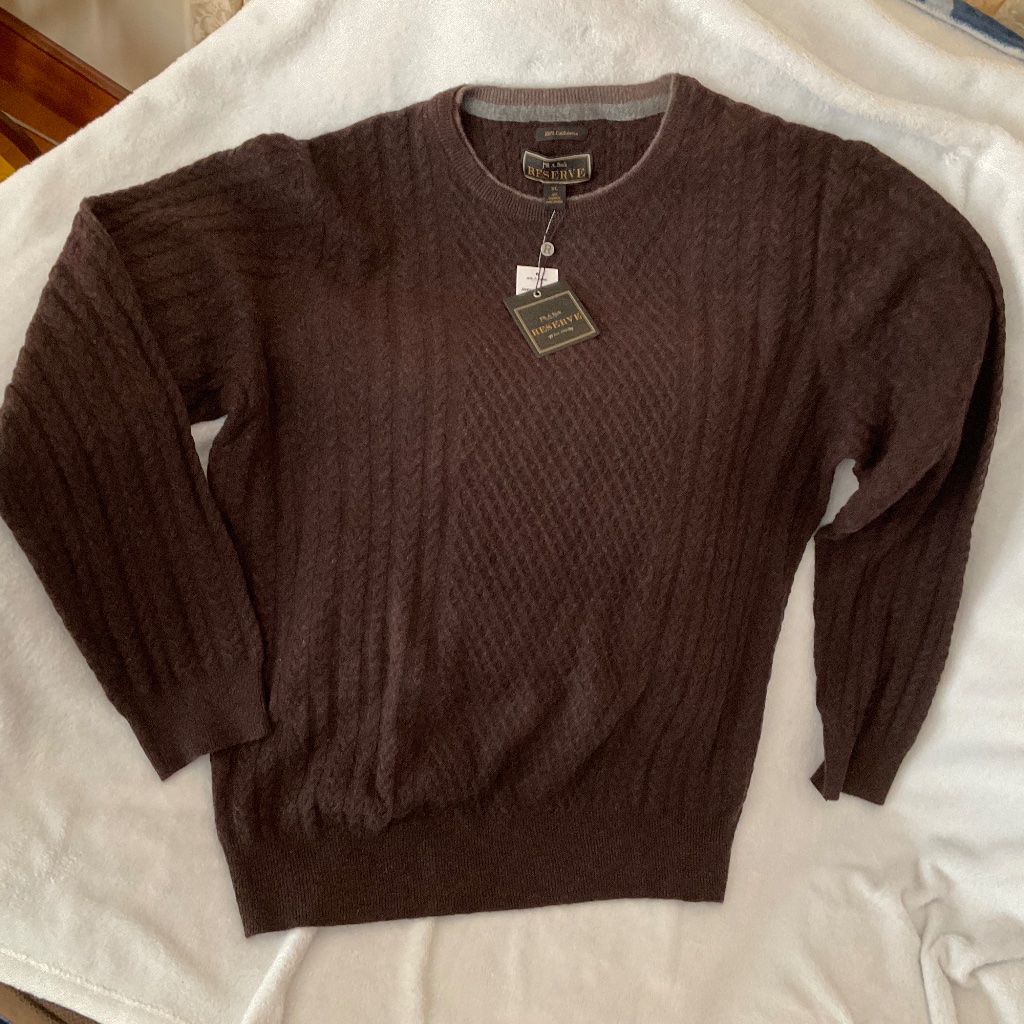 Dark Brown Mens 100% Cashmere Sweater